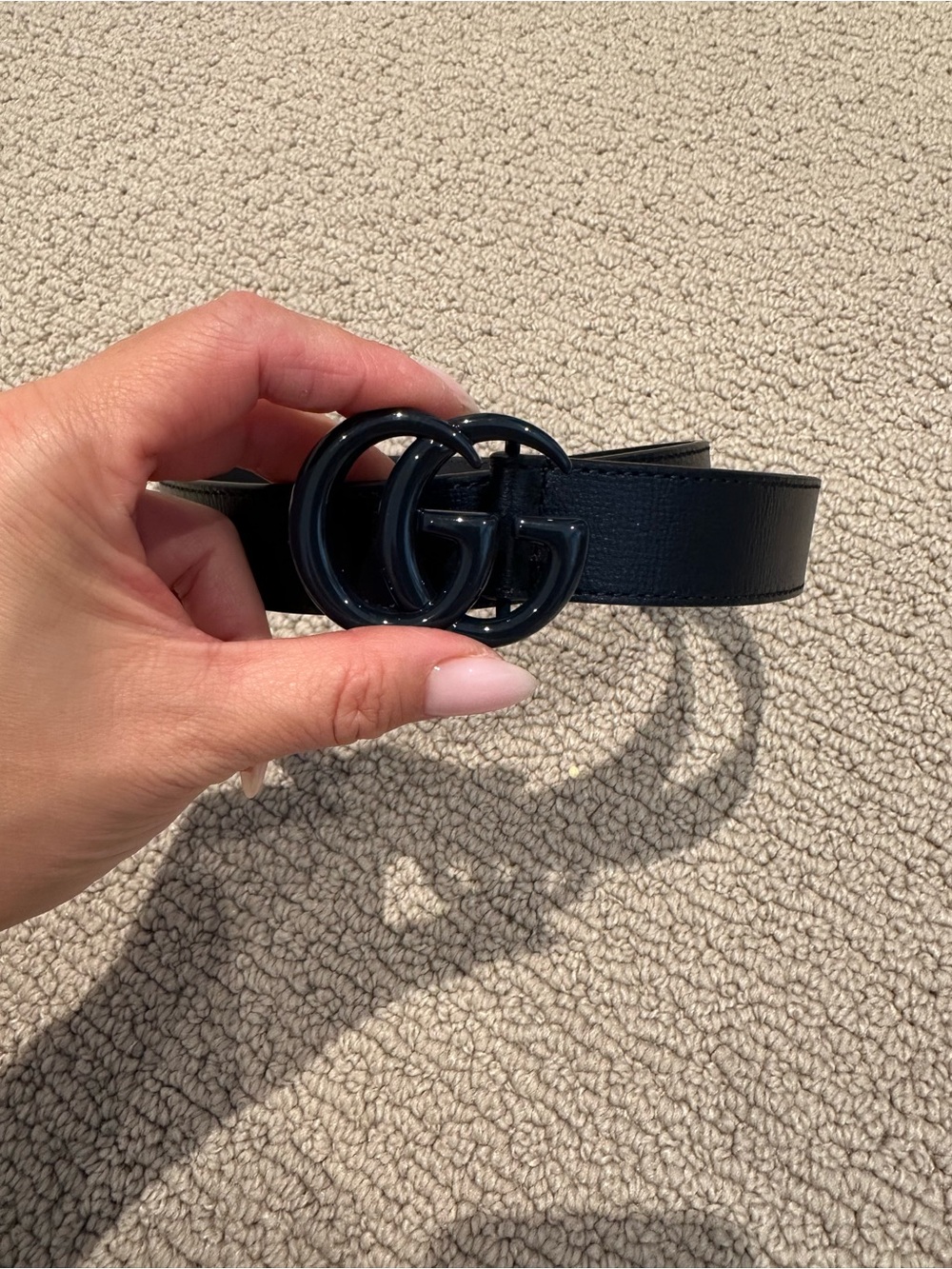 Gucci Double G Navy Leather Belt